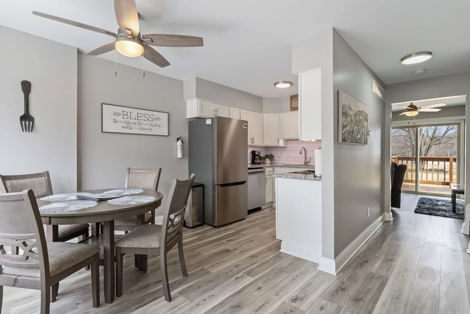 Entrance way into the kitchen and the living room areas.