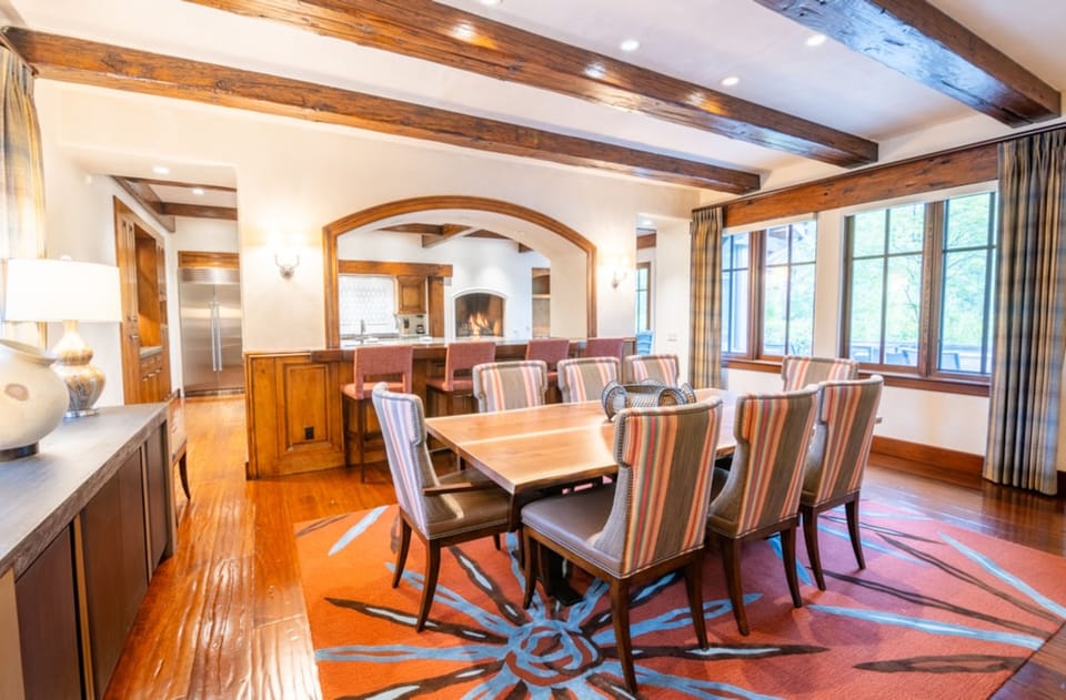 Host memorable dinners at a generous table with natural light.