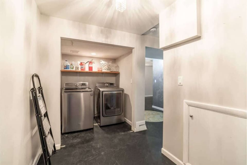 Laundry area in the basement 