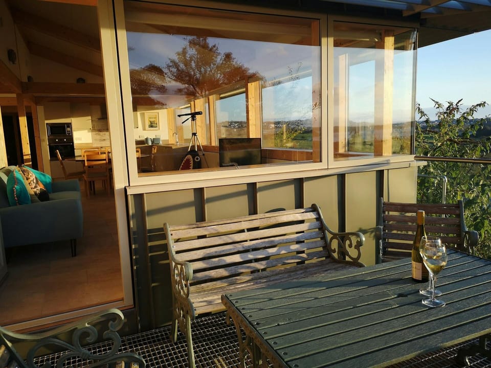 Table and bench on the balcony
