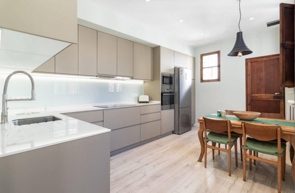 The kitchen is newly restored and fully equipped.