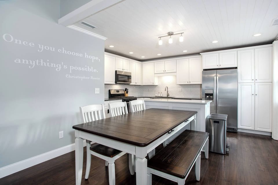Picture your family gathered around the large dining table, sharing laughter over a hearty breakfast, a leisurely lunch, or even a full Thanksgiving feast.  Comfortably seat everyone, with plenty of room for delicious dishes and lively conversation. 