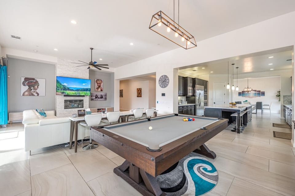 Enjoy endless games on this spacious pool table and shuffle board!