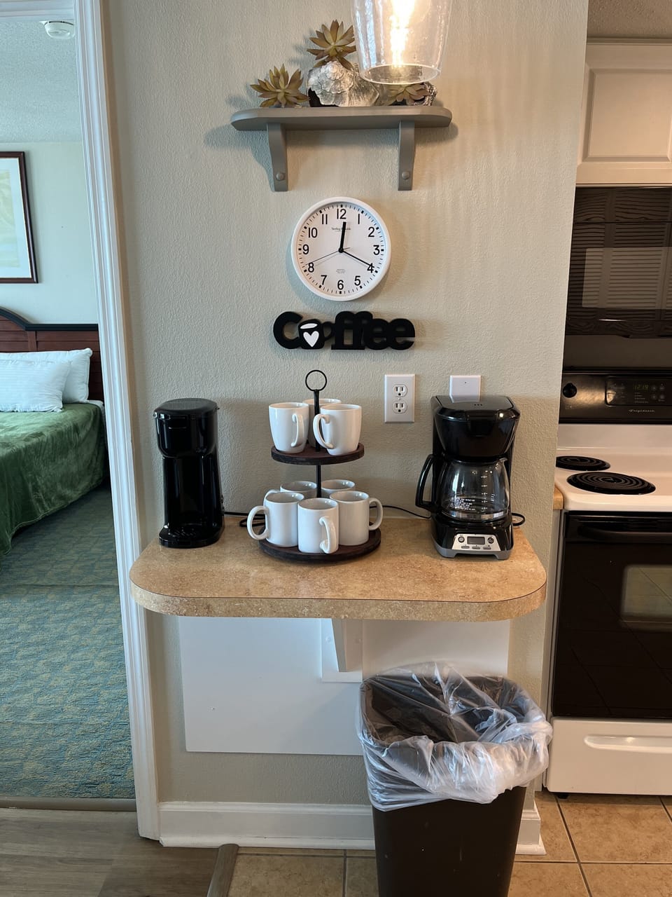 Coffee station with Keurig and everything you need for mornings