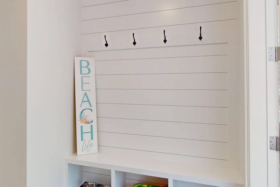 A perfect spot just inside the front door to hang towels, leashes or jackets