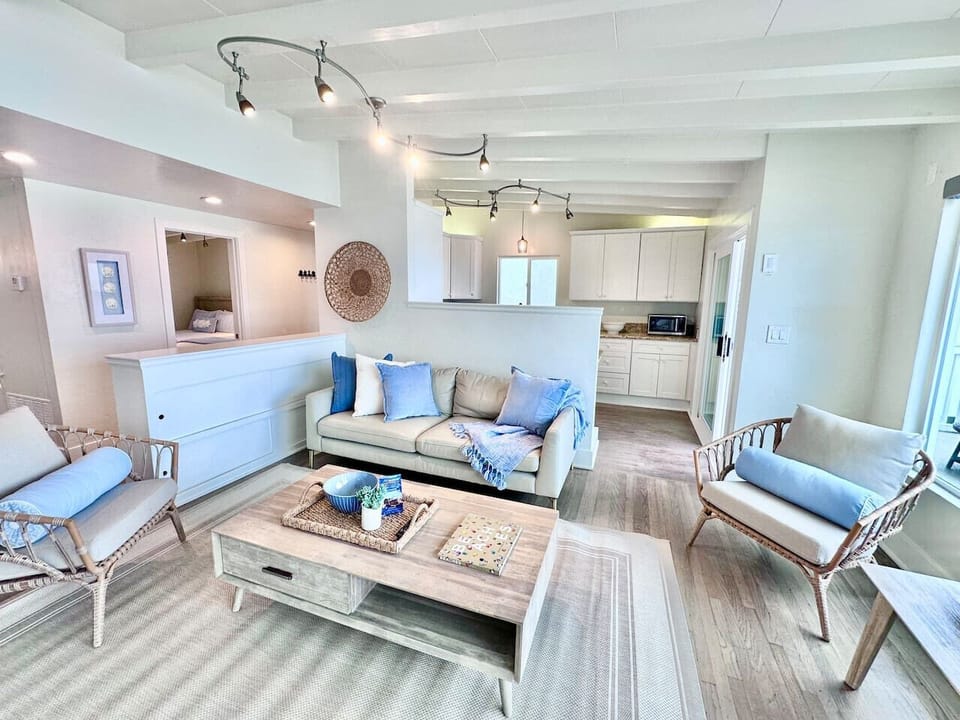 Oceanfront beach house in Oceanside, California with no street or sidewalk between the home and the sand. Wake up directly on the beach and enjoy one of the most desirable beachfront vacation rentals in Southern California.
