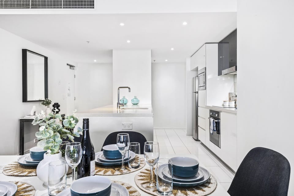 Dining area is right next to the kitchen