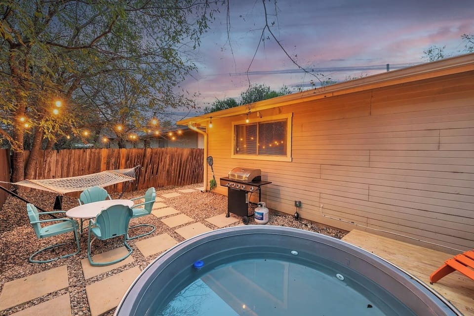 Take a dip in our cowboy pool and cool off in style with our backyard deck.