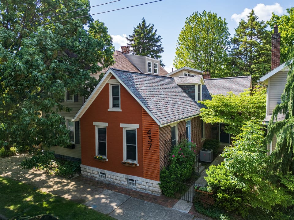 Exterior view of this charming brick home, situated in a peaceful neighborhood that’s just a short walk from the many restaurants in German Village. Only 0.2 miles to Schiller Park and 1 mile