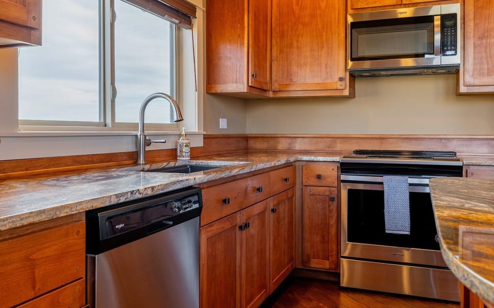 Enjoy mountain views right from the kitchen