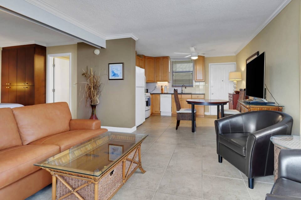 The studio is designed to feel open and spacious, combining living, dining, kitchen and a bedroom space in one open concept.