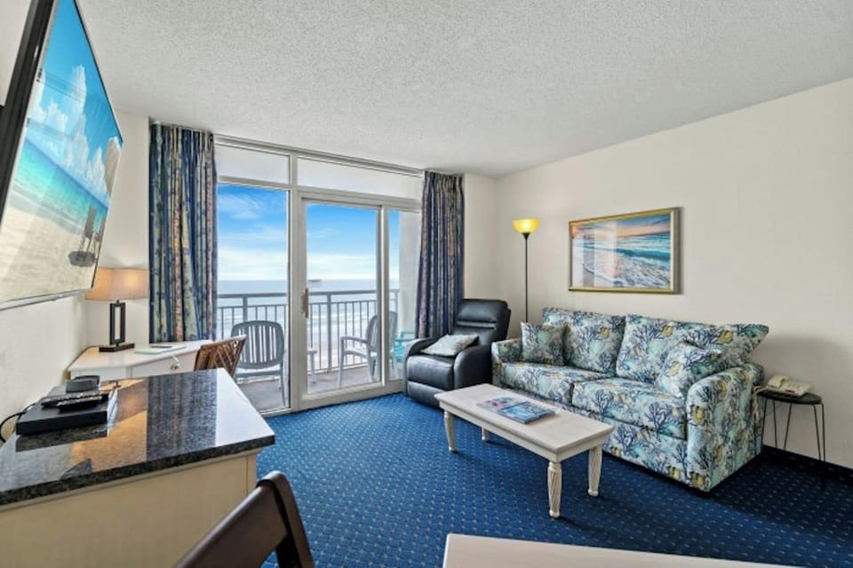 The ocean front living room is fabulous for movie night with the family.