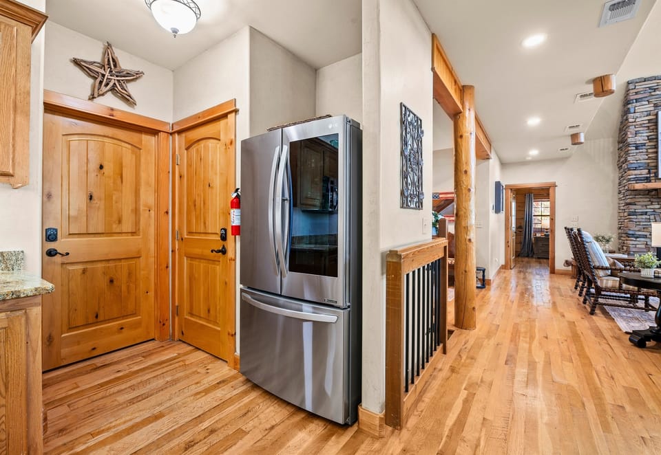 A spacious fridge and pantry ensure plenty of room for groceries, snacks, and everything you need for your stay.