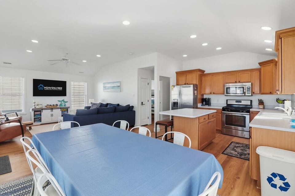 View of living room and kitchen area