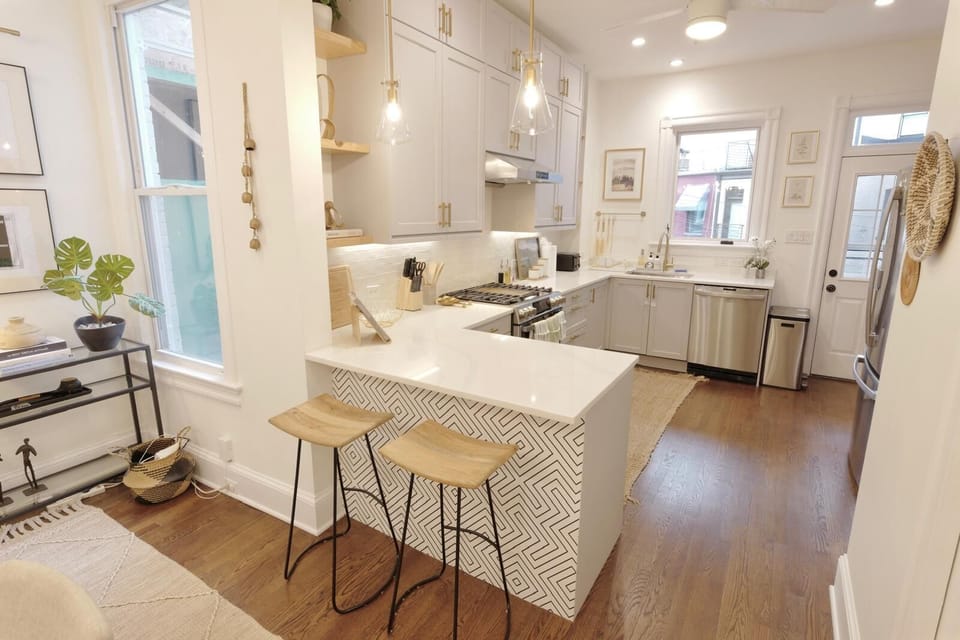 Our kitchen is fullsized and comes with all modern appliances! 