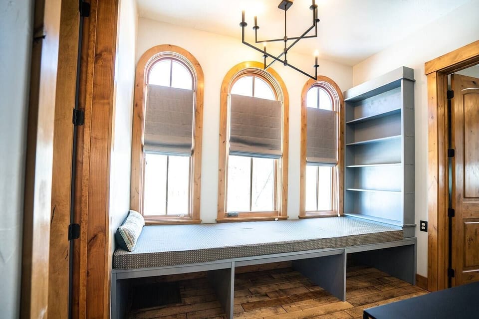 Upstairs landing is a great place to read or nap.