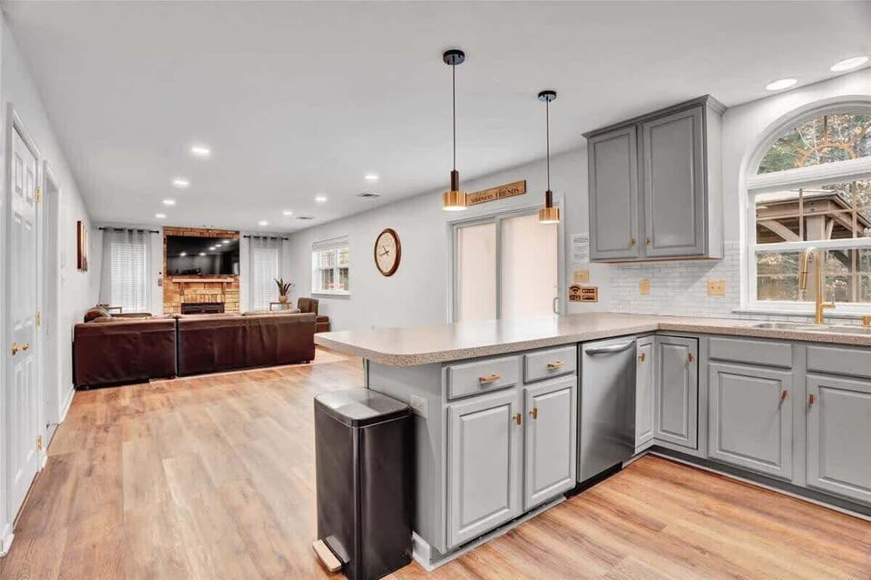 Open Concept Kitchen with Island & Stainless Appliances