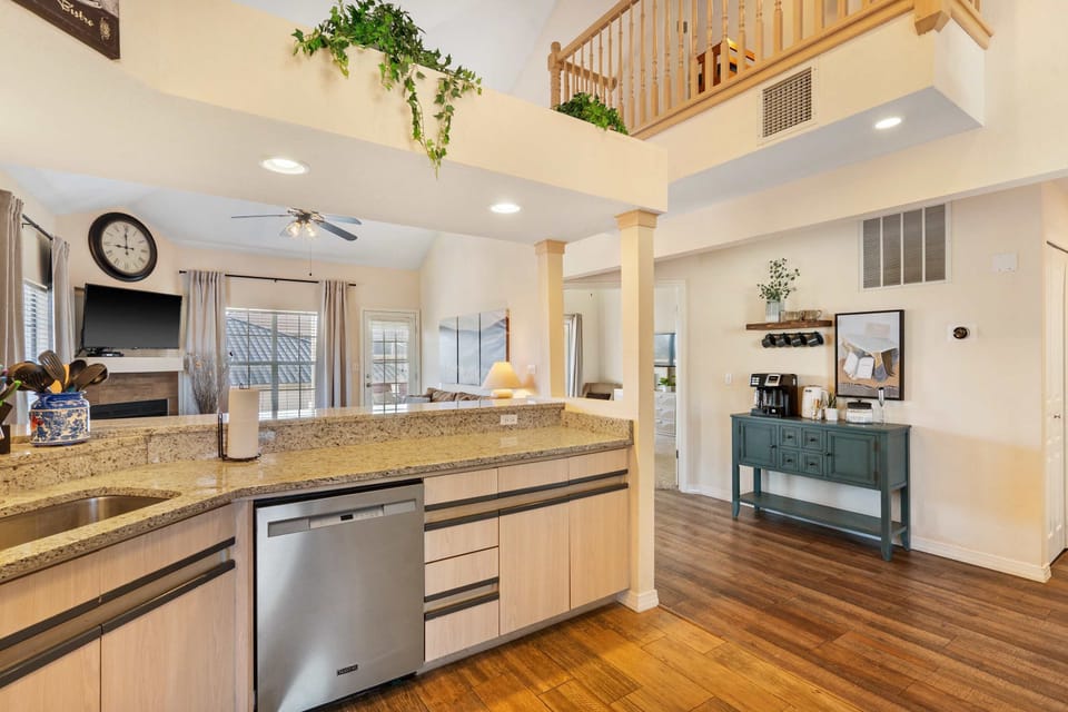 The inviting kitchen offers ample storage & every home comfort
