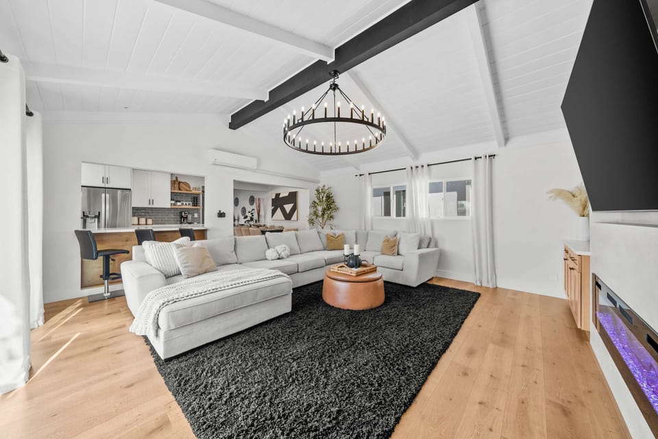 Open living space with sectional seating