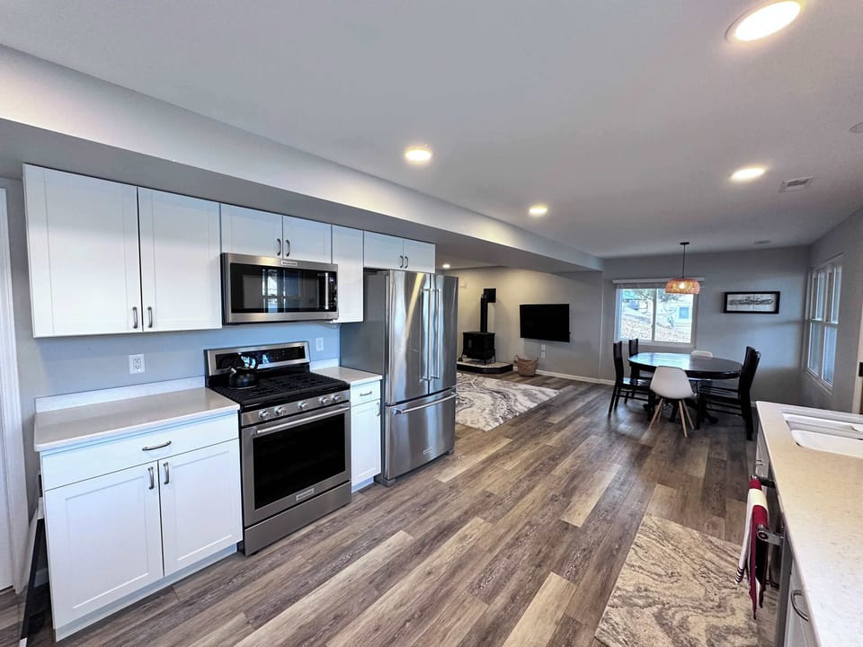 The kitchen offers ample space & all the comforts of home