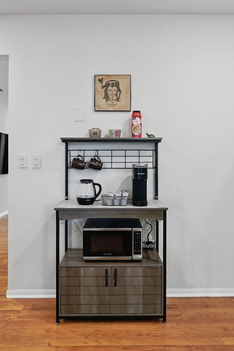 Coffee and tea station on the house.