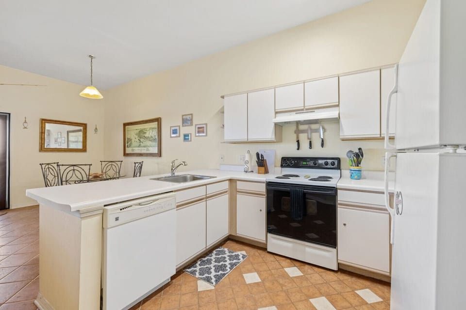The fully stocked kitchen