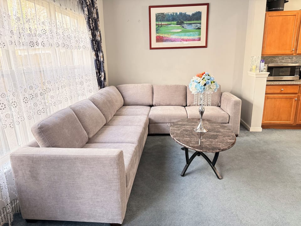 Living room with brand new sectional sofa