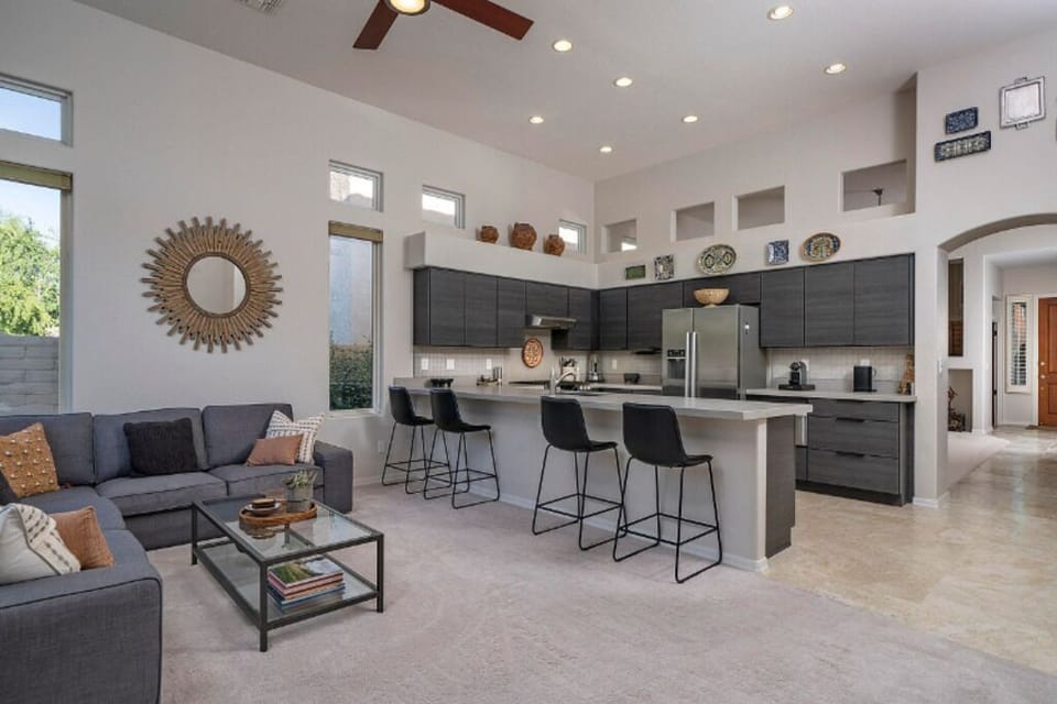 Family room and kitchen