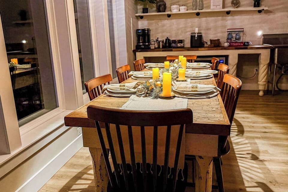 Enjoy a candlelit dinner for the holidays with place settings for up to 8