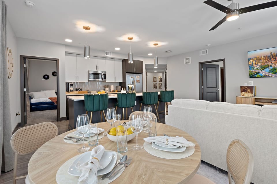 Gather around for meals, conversation, or a cozy night in — designed with comfort and connection in mind.