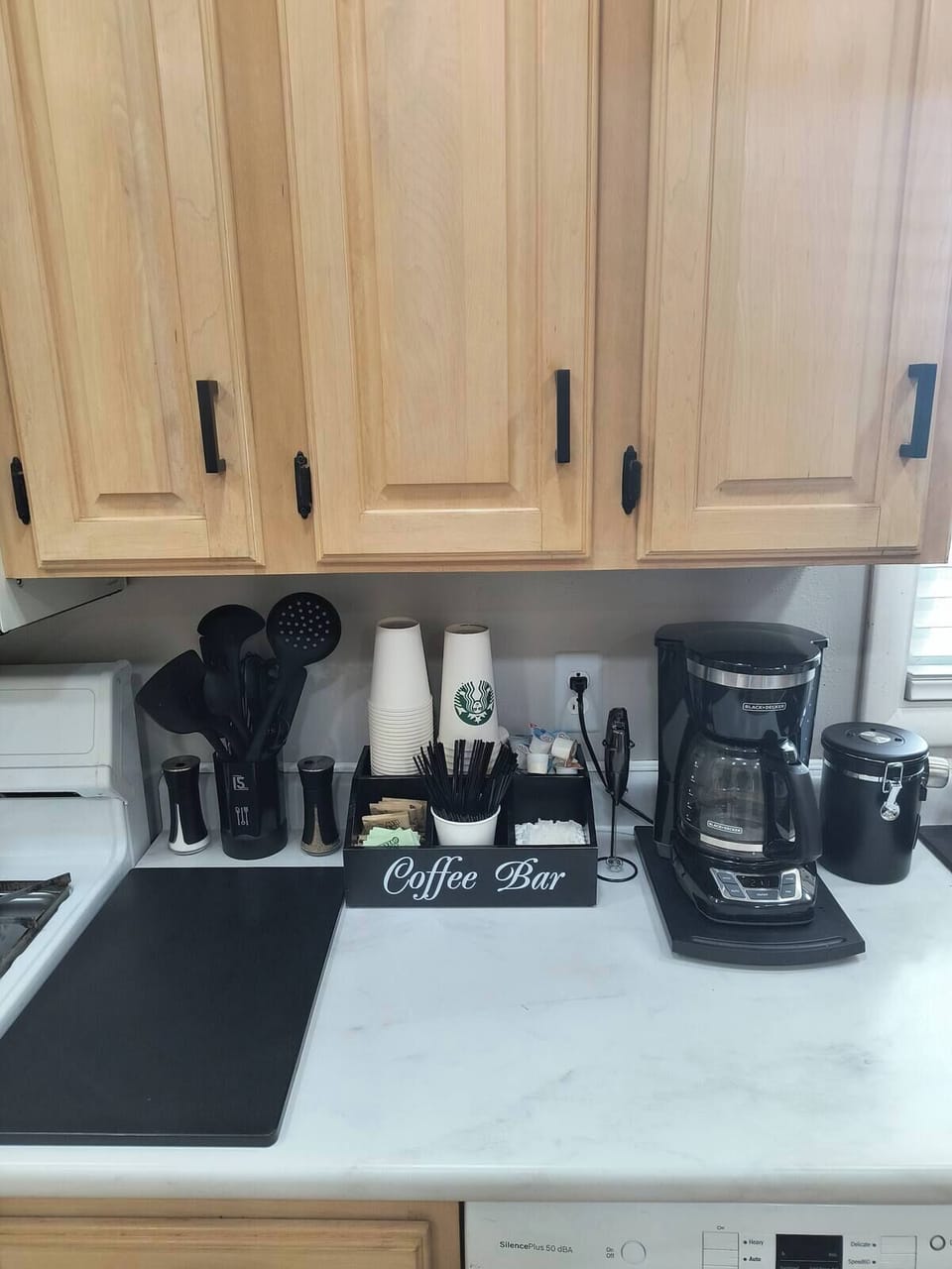 Fully stocked coffee bar