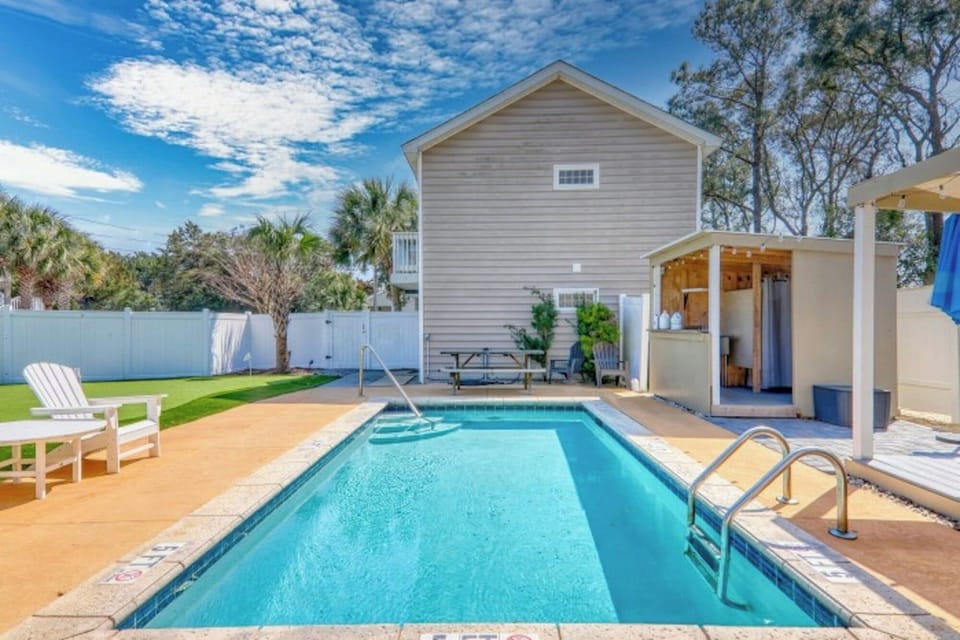Take a cool dip in the sparkling pool.