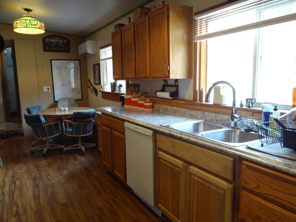 A picture of the counter space and dining area.