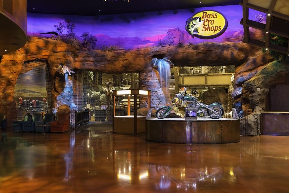 Marvel at a dramatic indoor waterfall and iconic lobby displays.