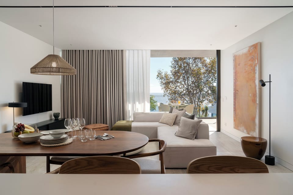 Sofa, Tv, dining area and decorative details
