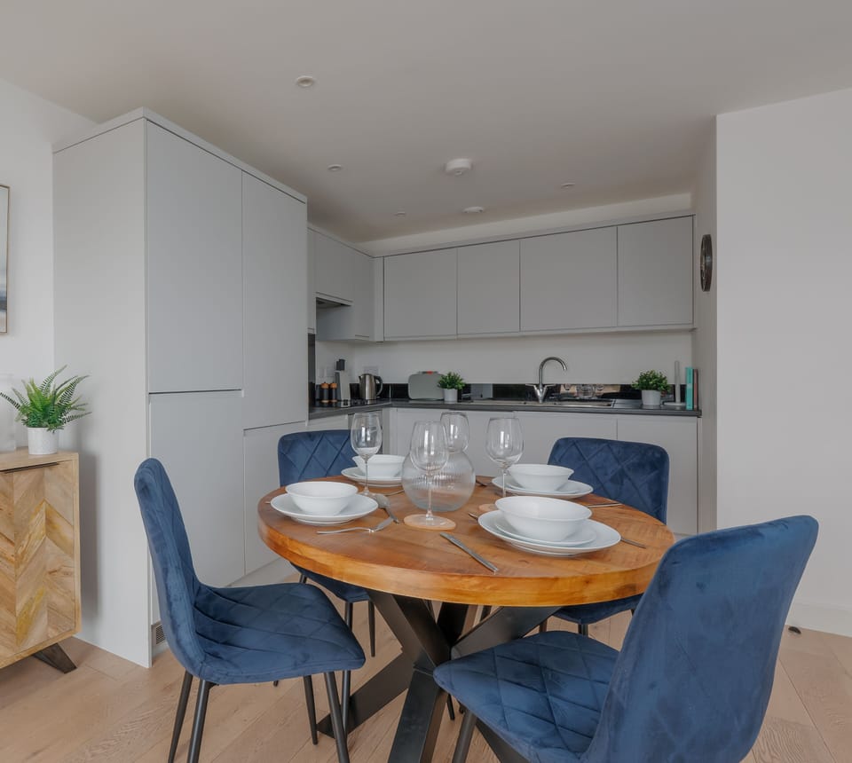 There is up to 4 seats surrounding the dining area