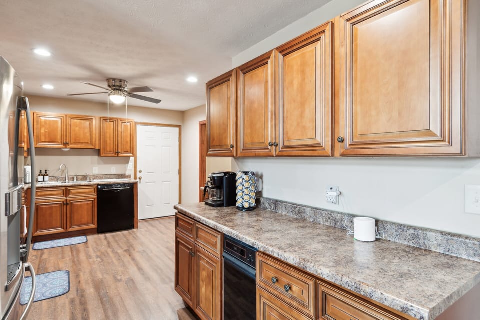 Indoors, Kitchen, Appliance, Ceiling Fan, Refrigerator