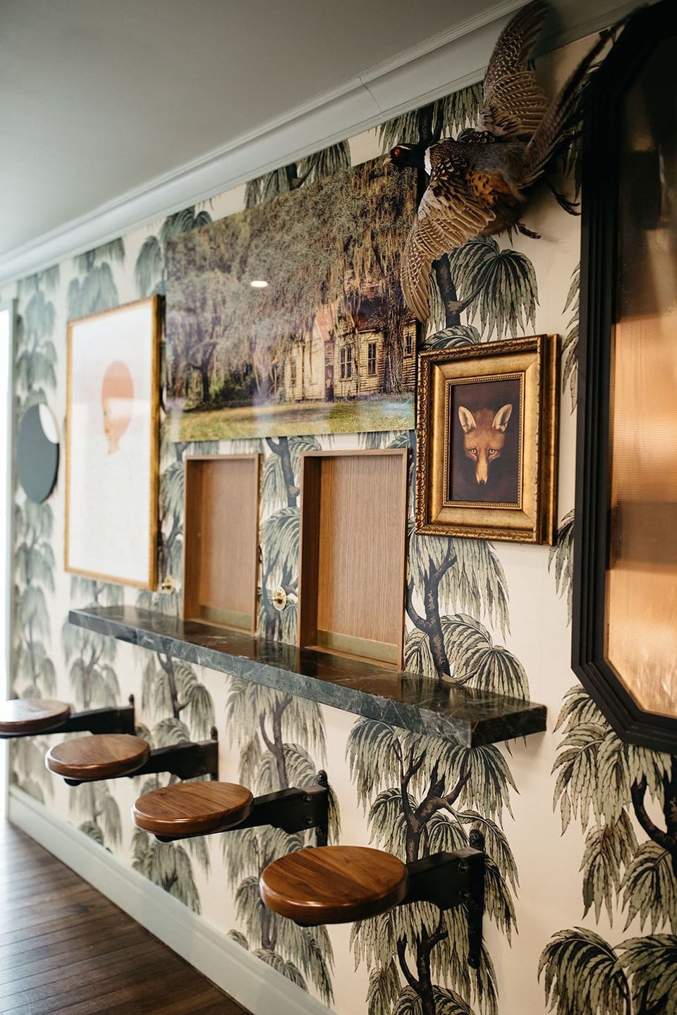 Bold patterns and curated décor, blending vintage charm with modern flair for a uniquely stylish atmosphere.