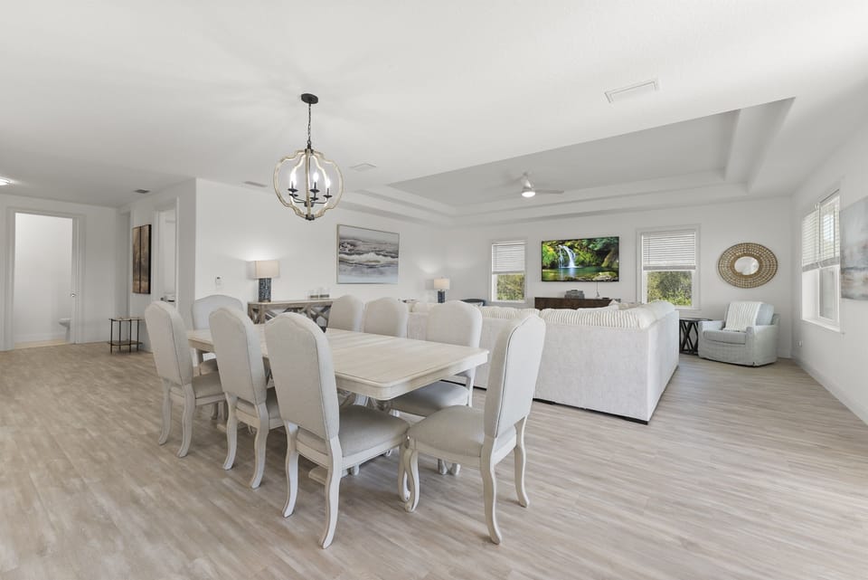 Spacious dining room with seating for the whole group and beautiful natural light