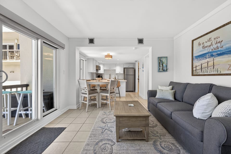 The couch opens up to a convenient sleeper sofa for extra guests.