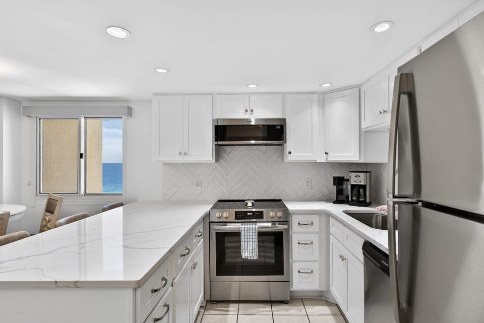 Enjoy making a meal for the family in your fully stocked kitchen. Layout food for the whole family on the peninsula. "First come, first serve"!