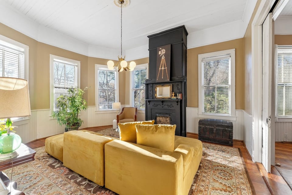 Parlor with historic pocket doors