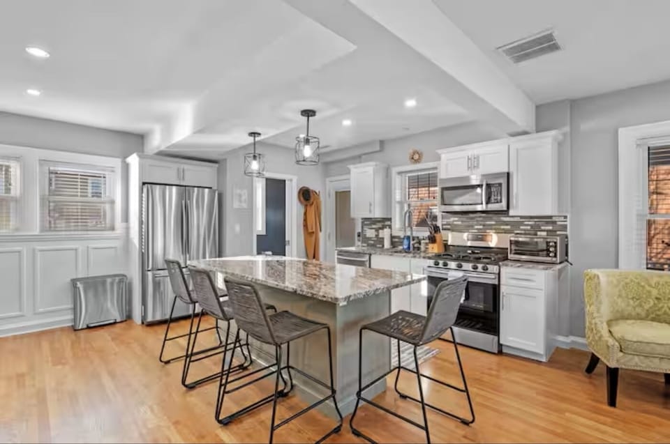 kitchen has all the appliances and tools you will need for a home cooked meal