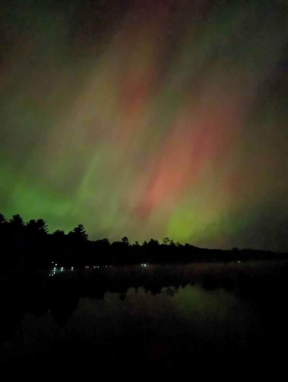 View of northern lights from the dock