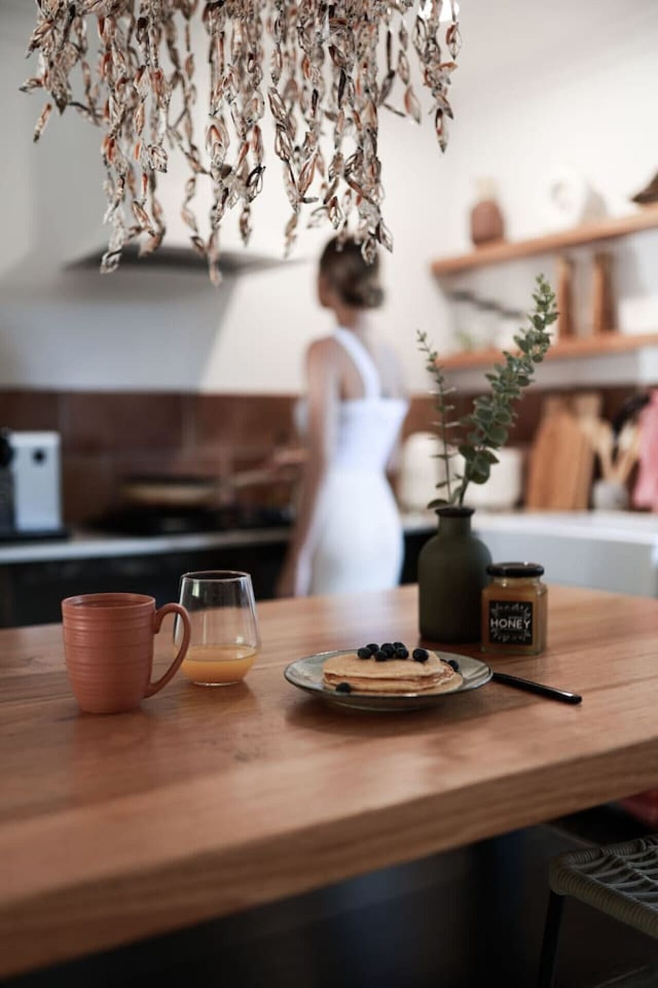 A beautifully crafted, locally made kitchen, fully equipped with everything you need to cook and enjoy delicious meals during your stay.