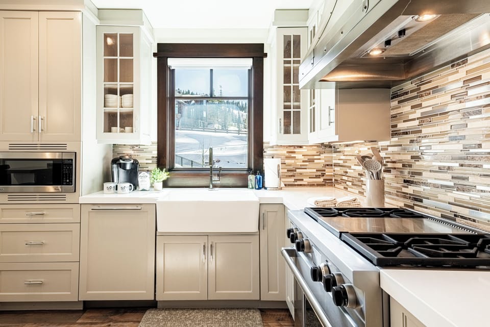 Farm sink and Keurig coffee maker