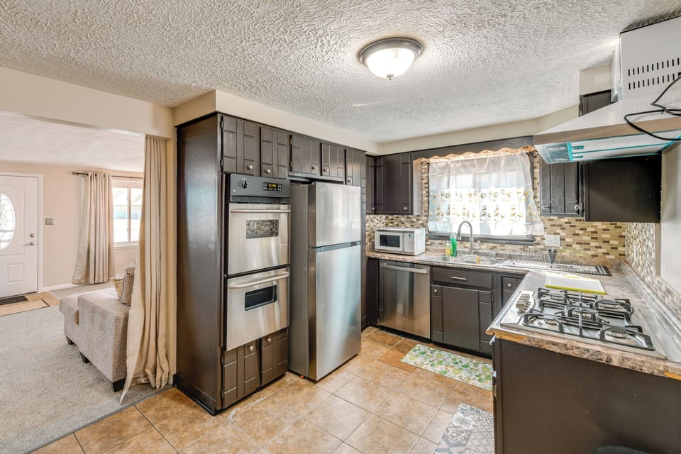 Property Interior | 3-Story Home | Free WiFi | Central A/C & Heating