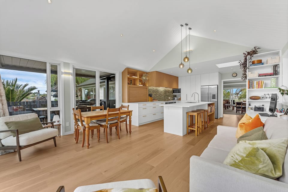 Open-plan kitchen, dining and living area
