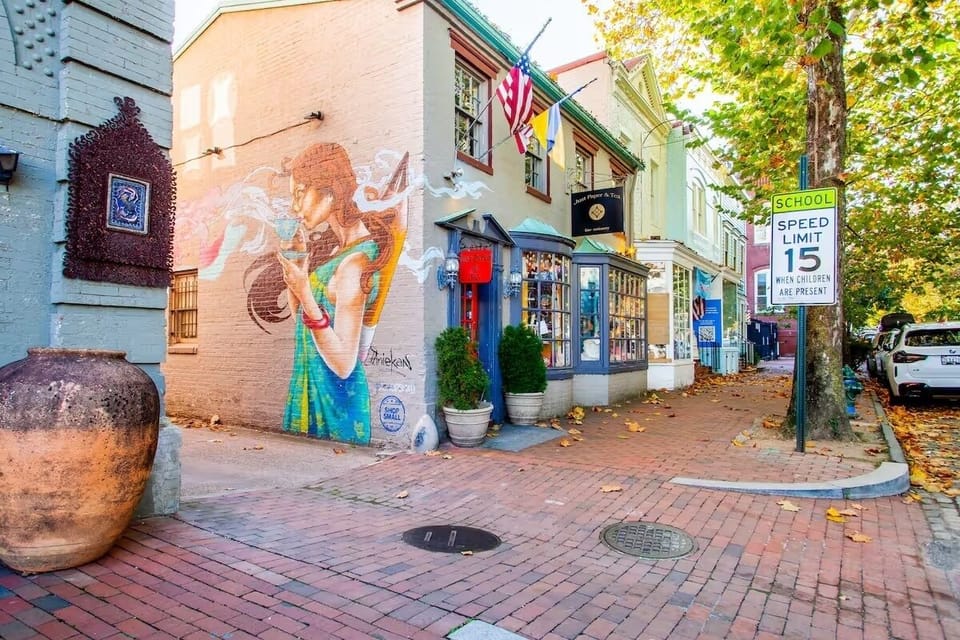 Shops on opposite side of street