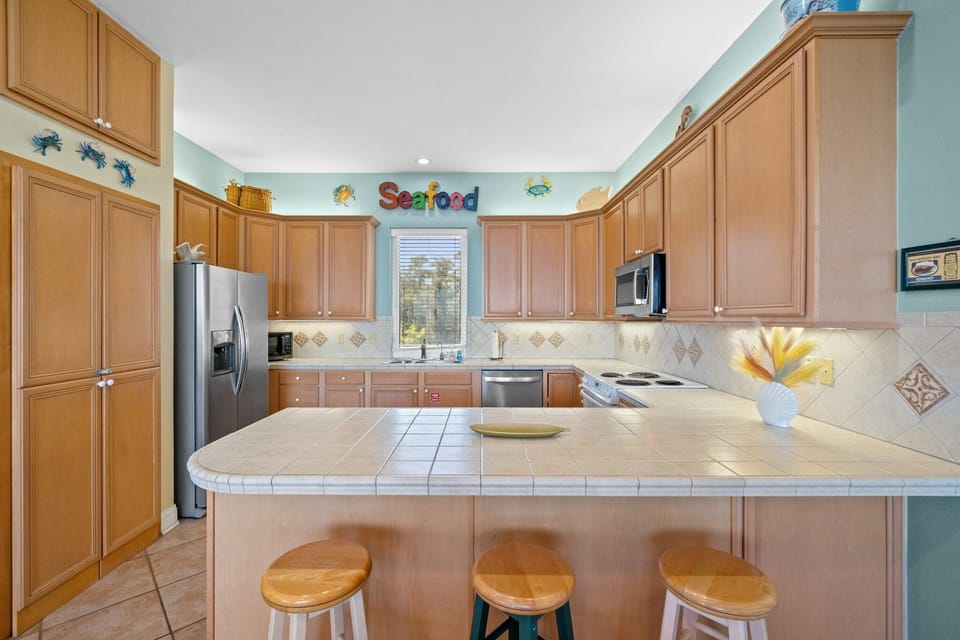 kitchen with bar seating